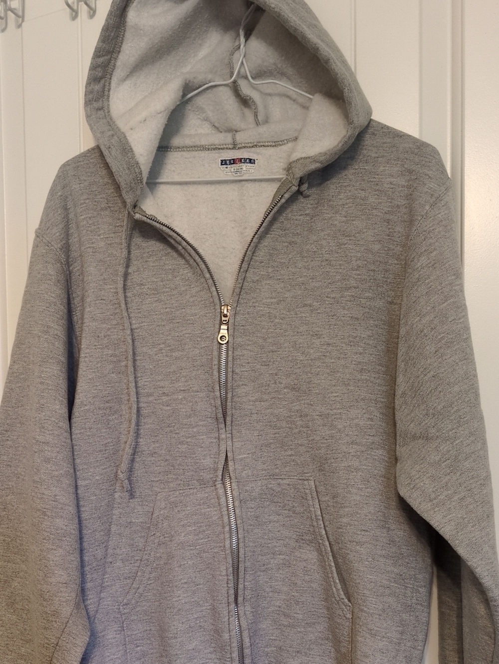 Jerzees Light Gray Full-Zip Hooded Sweatshirt